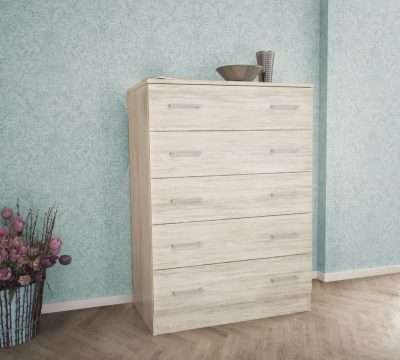 KIT CASSETTIERA 5 CASSETTI 80X45X111 CM BIANCO VEN.K083