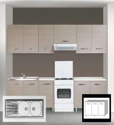 LAVELLO APPOGGIO INOX 2 VASCHE DX + GOCCIOLATOIO SX 120 CM