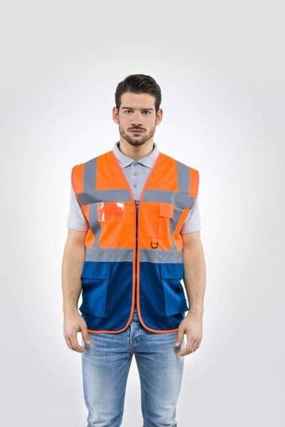 GILET ALTA VISIBILIT ARANCIO/BLU LASER TG.  L