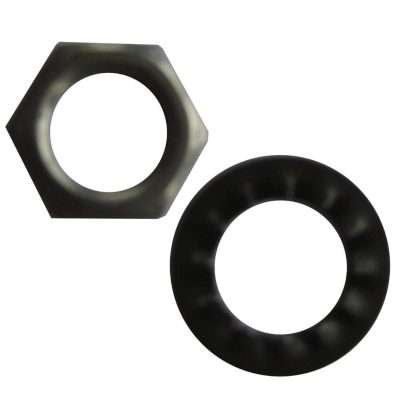 SET 4 RONDELLE ZIGRINATE + 4 DADI PER TUBO FILETTATO