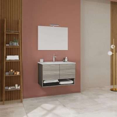 MOBILE BAGNO OSLO 2 ANTE 80 SOSP. ROVERE GRIGIO