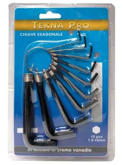 SERIE 10 CHIAVI ESAGONALI TEKNA PRO C/ANELLO NERO
