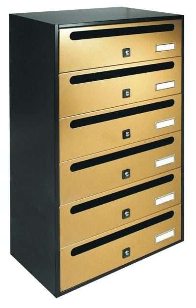 CASSETTA POSTALE ALUBOX CUBO/R 6 38,5X25X63 ORO
