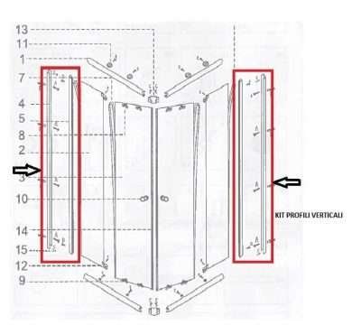 R BOX DOCCIA CM.70X90(KIT PROFILI VERTICALI)