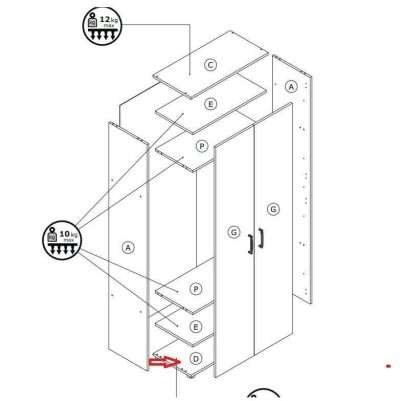 R BASE D X KIT ARMADIO/SCARP. 2A CM.70X36X181H BIANCA