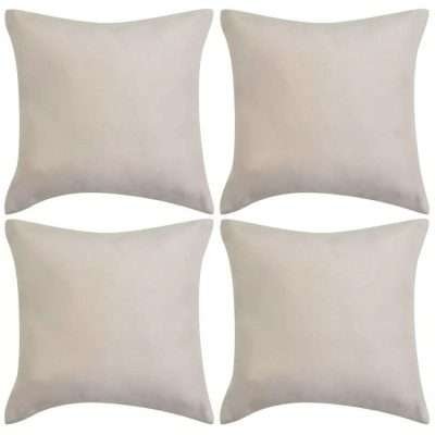 Federe per Cuscini 4 pz 40x40 cm in Poliestere Finta Pelle Scamosciata Beige