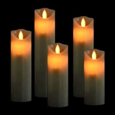 Set Candele LED Elettriche 5 pz con Telecomando Bianco Caldo