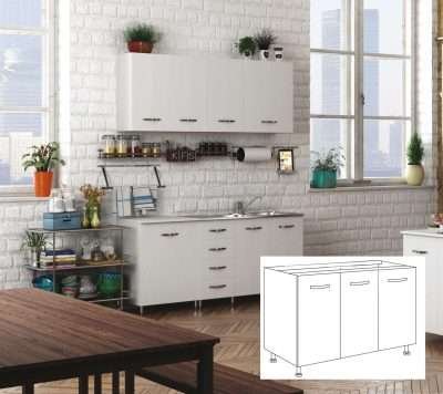 KIT CUCINA BASE 3 ANTE 120X50XH85 CM SENZA LEVELLO BIANCO