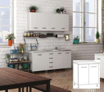 KIT CUCINA BASE 2 ANTE 80X50XH85 CM BIANCO