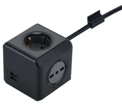 MULTIPRESA CUBO DUAL 2 SCHUKO + 2BIP + 2USB 2.1A