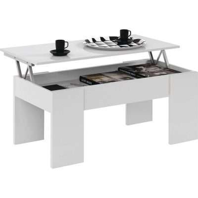 KIT TAVOLO CAFFE ELEV. 50X100X45/56H ROVERE/BIANCO