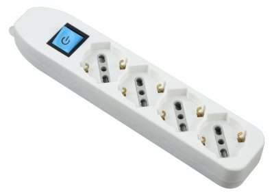 MULTIPRESA 4P BIP/SCHUKO+INTERR  S/CAVO BIANCO FIG.9