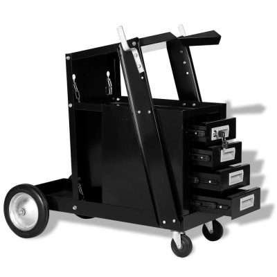 Carrello per Saldatura con 4 Cassetti Nero