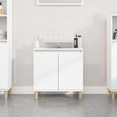 Mobile Lavabo Bianco Lucido 58x33x60 cm in Composito di Legno