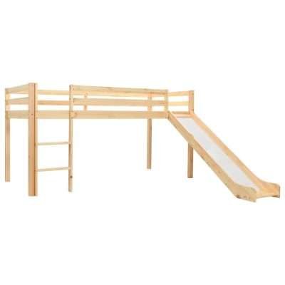 Letto a Soppalco per Bambini con Scivolo e Scaletta in Legno di Pino 97x208 cm