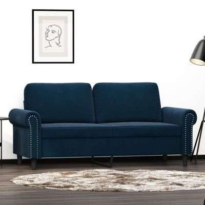 Divano 2 Posti Blu 140 cm Velluto