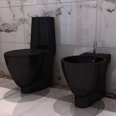 Set WC e bidet in ceramica nera
