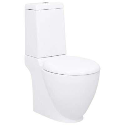 Vaso WC in Ceramica Rotondo Vaso Fondo Scorrimento Acqua Bianco