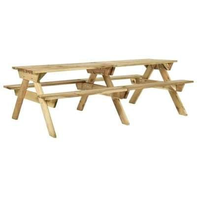 Tavolo da Picnic con Panche 220x122x72 cm in Legno di Pino Impregnato