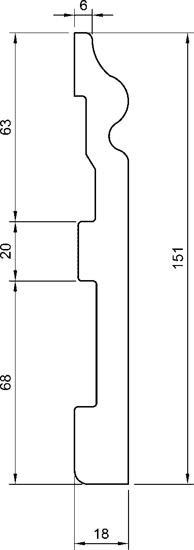 C284 Battiscopa in polimero 150x18x2000 mm - immagine 2