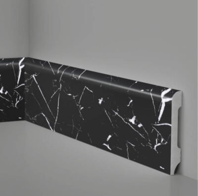 JT1137 Battiscopa in polimero 85x14x2000 mm Effetto marmo Nero Marquinia