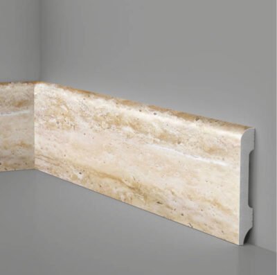JT1137 Battiscopa in polimero 85x14x2000 mm Effetto marmo Travertino