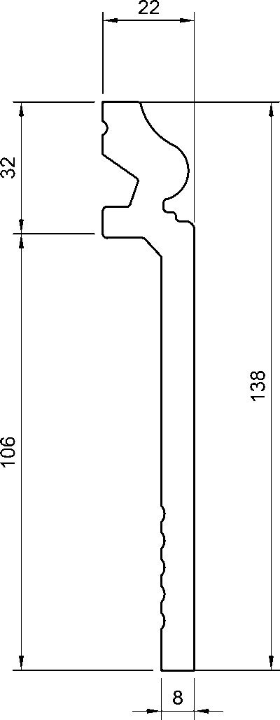 JC161 CopriBattiscopa in polimero 138x22x2000 mm - immagine 2