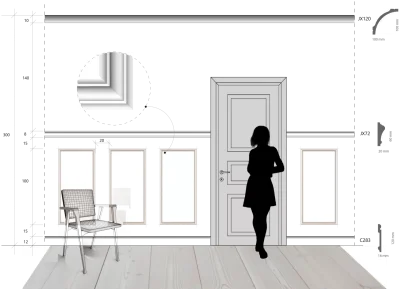 KT110-4517 Kit cornice parete 45 x 170 cm - immagine 4