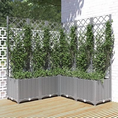 Fioriera da Giardino con Traliccio Grigio Chiaro 120x120x136 cm - immagine 2