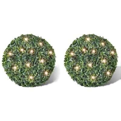Palla di bosso Foglia artificiale Topiary Ball 35 cm con stringa LED solare 2 pz