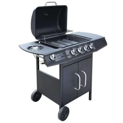 Griglia Barbecue a Gas 4+1 Zone di Cottura Nero