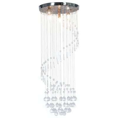 Lampadario da Soffitto con Perline di Cristallo Spirale Argento G9