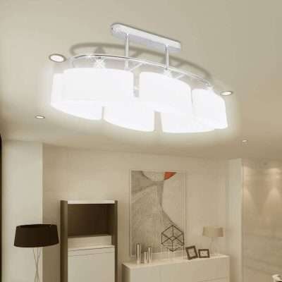 Lampada da Soffitto con Paralumi in Vetro Ellissoidale 2 pz E14