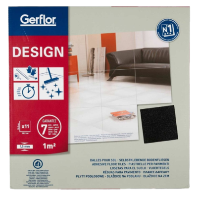 PACCO DI 1 MQ MATTONELLA ADESIVA IN PVC -Black Tile 30,5X30,5CM SPES. 0,13mm