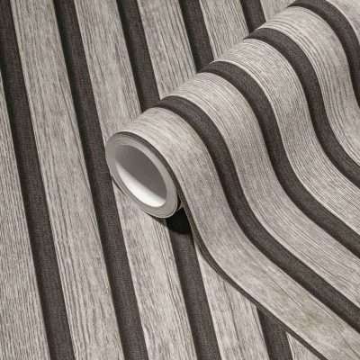 Parato a Doghe Grigio Nero 0,53 X 10,05 Metri a rotolo - immagine 2