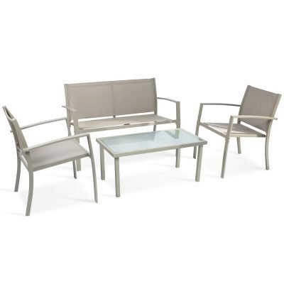 SALOTTO SANTIAGO 4 PZ ACCIAIO MARRONE