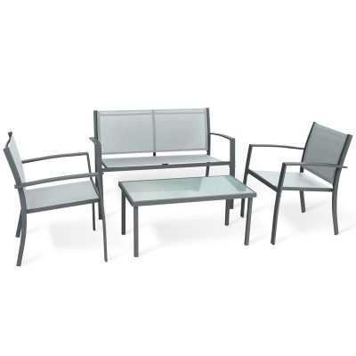 SALOTTO SANTIAGO 4 PZ ACCIAIO GRIGIO