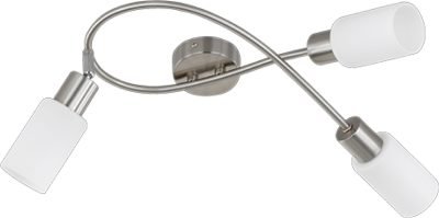 PLAFONIERA MARS 3 LUCI E14 ACCIAIO VETRO D.37