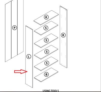 R L-FIANCO X KIT LIBRERIA 4 RIPIANI ROVERE GRI. CM.L65XH183XD25