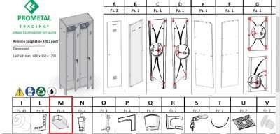R PIEDINO M X ARMADIO SPOGLIATOIO A 2 POSTI IN KIT C/SERRATURA
