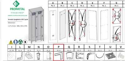 R PARTICOLARE (PX4 )XARMADIO SPOGLIATOIO A 2 POSTI IN KIT C/SERRATURA