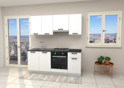 CUCINA SILVIA 195 BIANCO CON TOP ANTRACITE NON FORATO