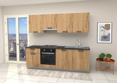 CUCINA GOURMET 240 ROVERE CON TOP ANTRACITE NON FORATO