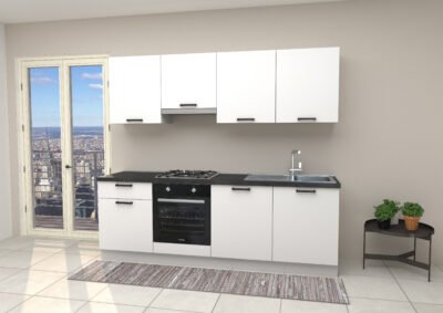 CUCINA SILVIA 240 BIANCO CON TOP ANTRACITE NON FORATO