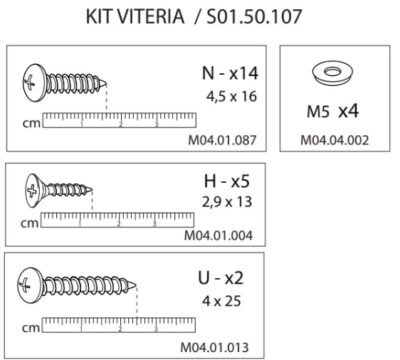R KIT VITERIA S01.50.107 X ARMADIO SPOGLIATOIO RESINA A 1 POSTO IN KIT C/SERRAT