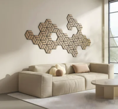 Fonoassorbente MDF Exagon 30x26 cm WHITE OAK - immagine 5