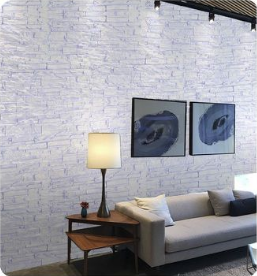 Pannello decorativo in PU con pietra 60x120x3 cm Bianco - immagine 2