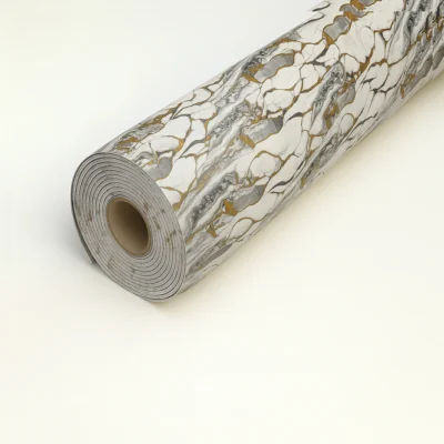 Pannello Effetto Marmo 120 cm x 300 cm Alta resistenza Bianco Grigio Gold - immagine 3