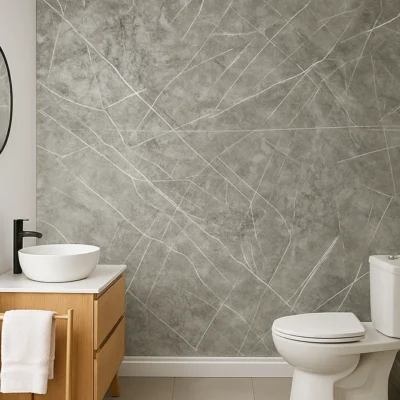 Pannello Effetto Marmo 120 cm x 300 cm Alta resistenza Effetto Autentico Grigio - immagine 2