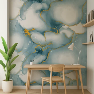 Pannello Effetto Marmo 120 cm x 300 cm Alta resistenza Effetto Autentico Azzurro - immagine 2